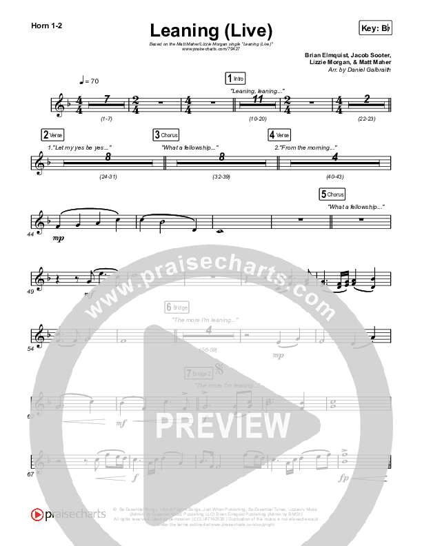 Leaning (Live) Brass Pack (Matt Maher / Lizzie Morgan)