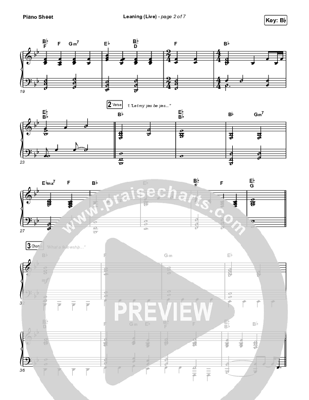 Leaning (Live) Piano Sheet (Matt Maher / Lizzie Morgan)