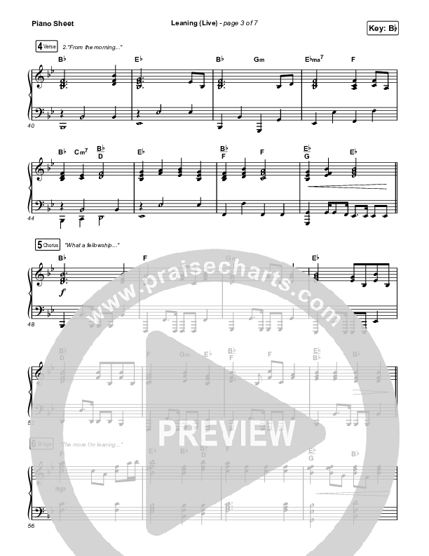Leaning (Live) Piano Sheet (Matt Maher / Lizzie Morgan)