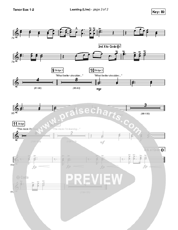 Leaning (Live) Tenor Sax 1,2 (Matt Maher / Lizzie Morgan)