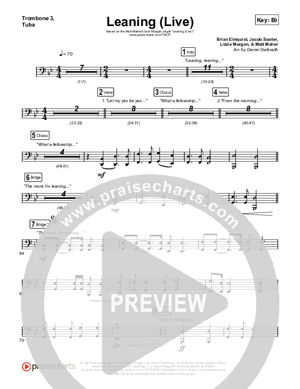 Leaning (Live) Trombone 1,2 (Matt Maher / Lizzie Morgan)