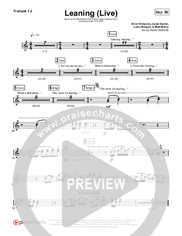 Leaning (Live) Trumpet 1,2 (Matt Maher / Lizzie Morgan)