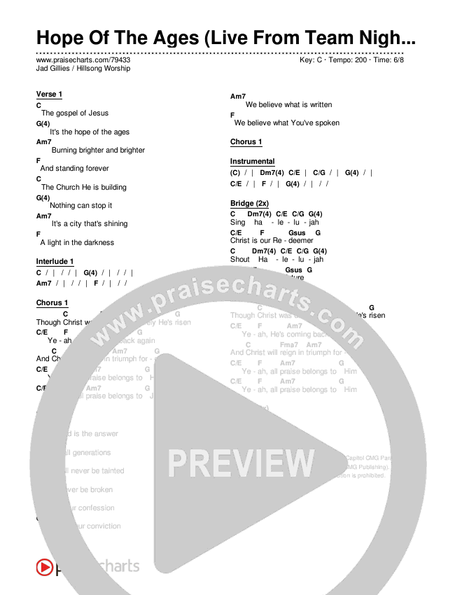Hope Of The Ages (Live From Team Night) Chords & Lyrics (Hillsong Worship / Jad Gillies)