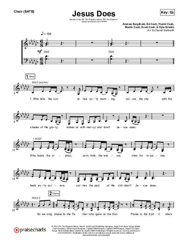 Jesus Does Choir Sheet (SATB) (We The Kingdom)