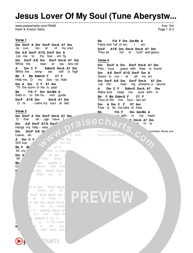 Jesus Lover Of My Soul (Tune Aberystwyth) Chords & Lyrics (Keith & Kristyn Getty)