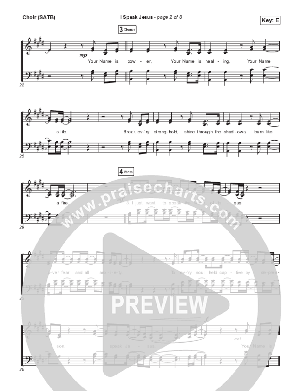 I Speak Jesus (Live) Choir Sheet (SATB) (Passion / Melodie Malone)