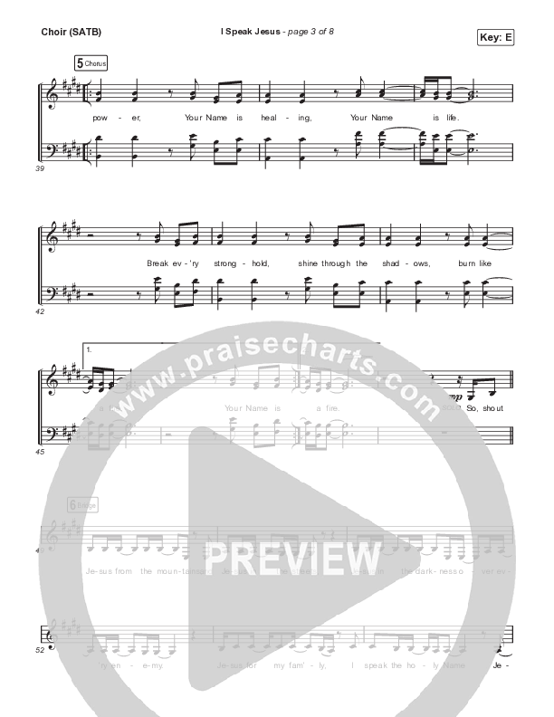 I Speak Jesus (Live) Choir Sheet (SATB) (Passion / Melodie Malone)