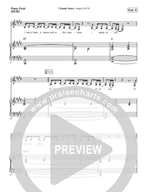 I Speak Jesus (Live) Piano/Vocal Pack (Passion / Melodie Malone)