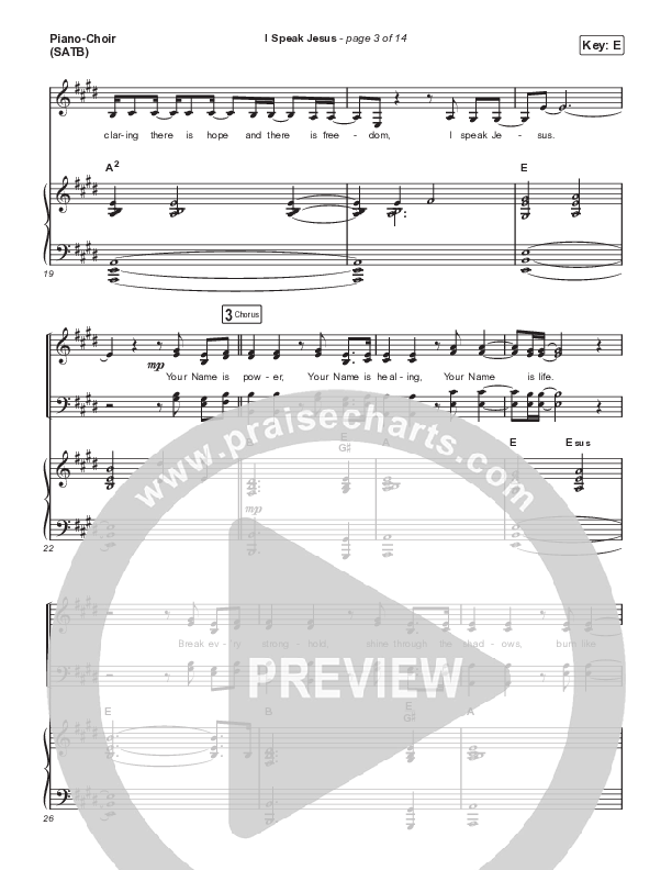 I Speak Jesus (Live) Piano/Vocal Pack (Passion / Melodie Malone)