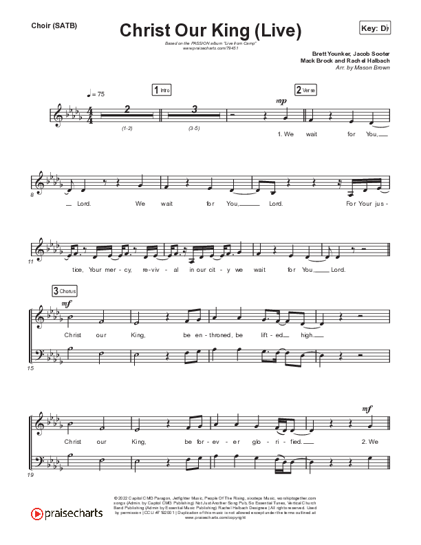 Christ Our King (Live) Choir Sheet (SATB) (Passion / Sean Curran)