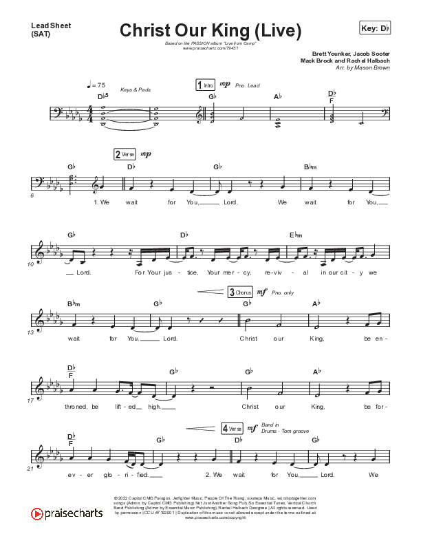 Christ Our King (Live) Lead Sheet (SAT) (Passion / Sean Curran)