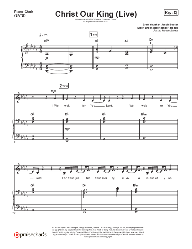 Christ Our King (Live) Piano/Vocal (SATB) (Passion / Sean Curran)