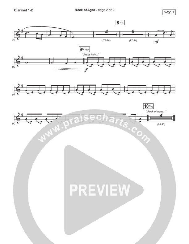 Rock Of Ages (Choral Anthem SATB) Clarinet 1/2 (The Worship Initiative / Dinah Wright / Grace Tanner / Arr. Mason Brown)