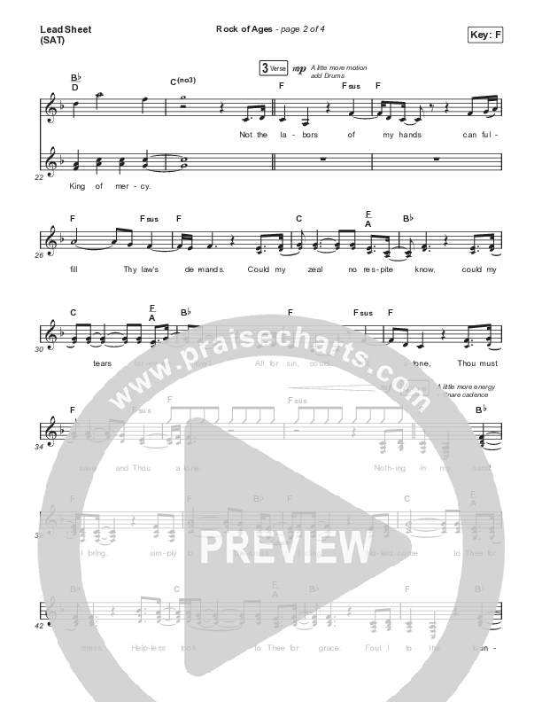 Rock Of Ages (Choral Anthem SATB) Lead Sheet (SAT) (The Worship Initiative / Dinah Wright / Grace Tanner / Arr. Mason Brown)