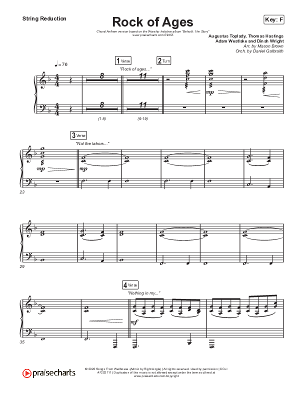 Rock Of Ages (Choral Anthem SATB) String Reduction (The Worship Initiative / Dinah Wright / Grace Tanner / Arr. Mason Brown)