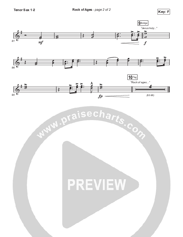 Rock Of Ages (Choral Anthem SATB) Tenor Sax 1,2 (The Worship Initiative / Dinah Wright / Grace Tanner / Arr. Mason Brown)