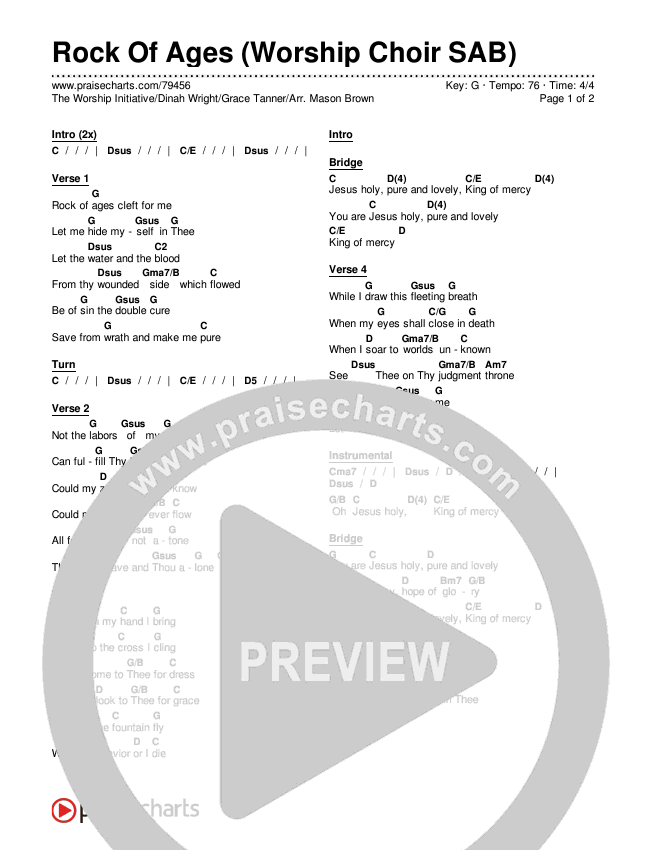 Rock Of Ages (Worship Choir SAB) Chords & Lyrics (The Worship Initiative / Dinah Wright / Grace Tanner / Arr. Mason Brown)
