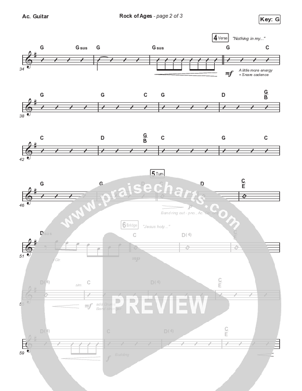 Rock Of Ages (Worship Choir SAB) Acoustic Guitar (The Worship Initiative / Dinah Wright / Grace Tanner / Arr. Mason Brown)