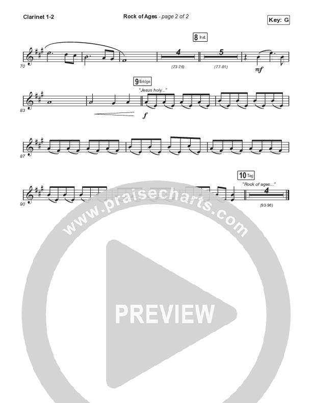 Rock Of Ages (Worship Choir SAB) Clarinet 1/2 (The Worship Initiative / Dinah Wright / Grace Tanner / Arr. Mason Brown)