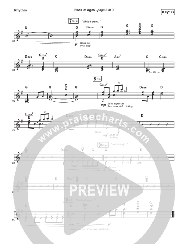 Rock Of Ages (Worship Choir SAB) Rhythm Chart (The Worship Initiative / Dinah Wright / Grace Tanner / Arr. Mason Brown)