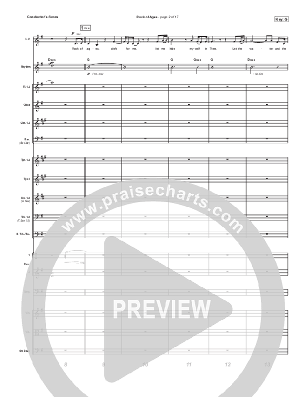 Rock Of Ages (Unison/2-Part Choir) Conductor's Score (The Worship Initiative / Dinah Wright / Grace Tanner / Arr. Mason Brown)