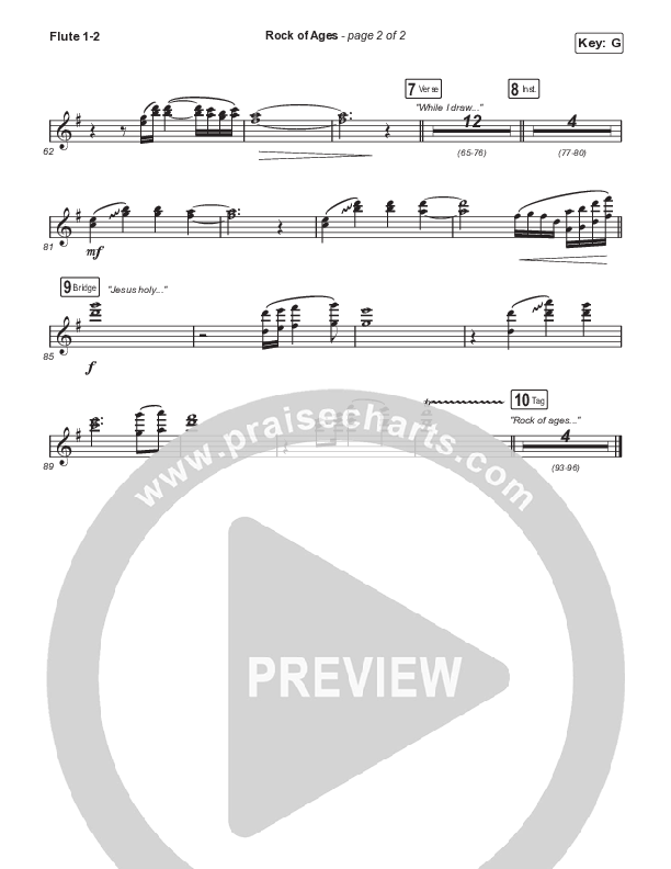 Rock Of Ages (Unison/2-Part Choir) Flute 1/2 (The Worship Initiative / Dinah Wright / Grace Tanner / Arr. Mason Brown)