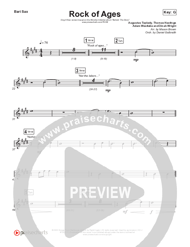 Rock Of Ages (Sing It Now SATB) Bari Sax (The Worship Initiative / Dinah Wright / Grace Tanner / Arr. Mason Brown)