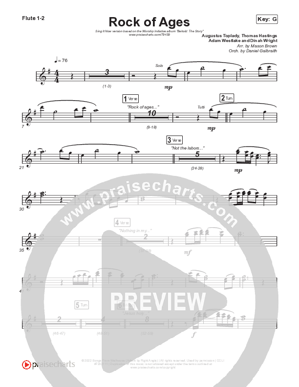 Rock Of Ages (Sing It Now SATB) Flute 1/2 (The Worship Initiative / Dinah Wright / Grace Tanner / Arr. Mason Brown)