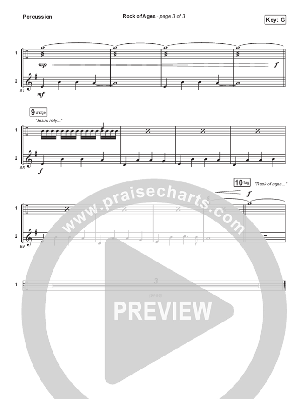 Rock Of Ages (Sing It Now SATB) Percussion (The Worship Initiative / Dinah Wright / Grace Tanner / Arr. Mason Brown)