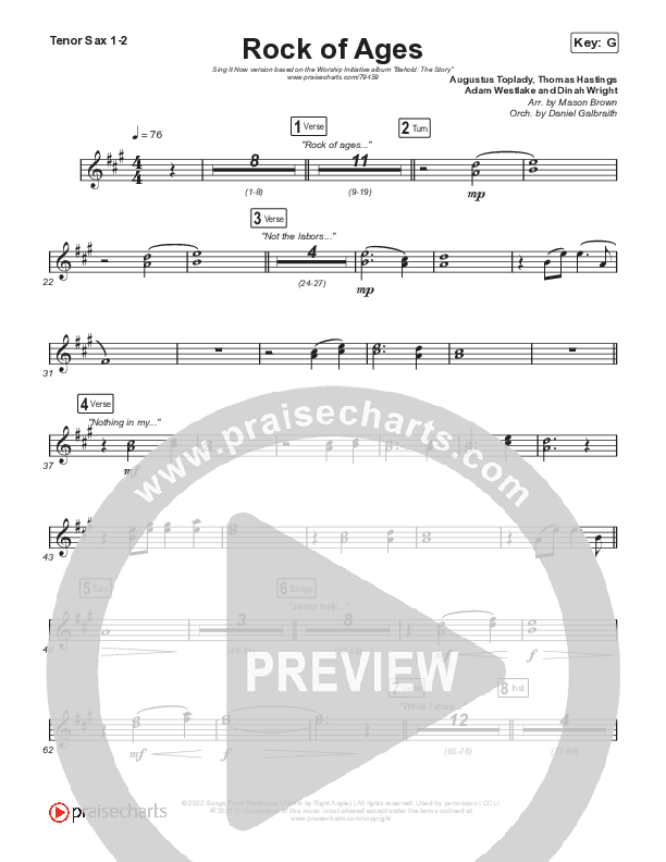 Rock Of Ages (Sing It Now SATB) Sax Pack (The Worship Initiative / Dinah Wright / Grace Tanner / Arr. Mason Brown)