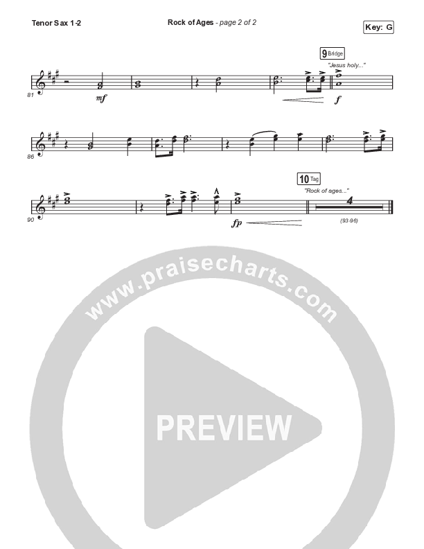 Rock Of Ages (Sing It Now SATB) Tenor Sax 1/2 (The Worship Initiative / Dinah Wright / Grace Tanner / Arr. Mason Brown)