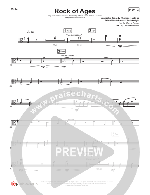 Rock Of Ages (Sing It Now SATB) String Pack (The Worship Initiative / Dinah Wright / Grace Tanner / Arr. Mason Brown)