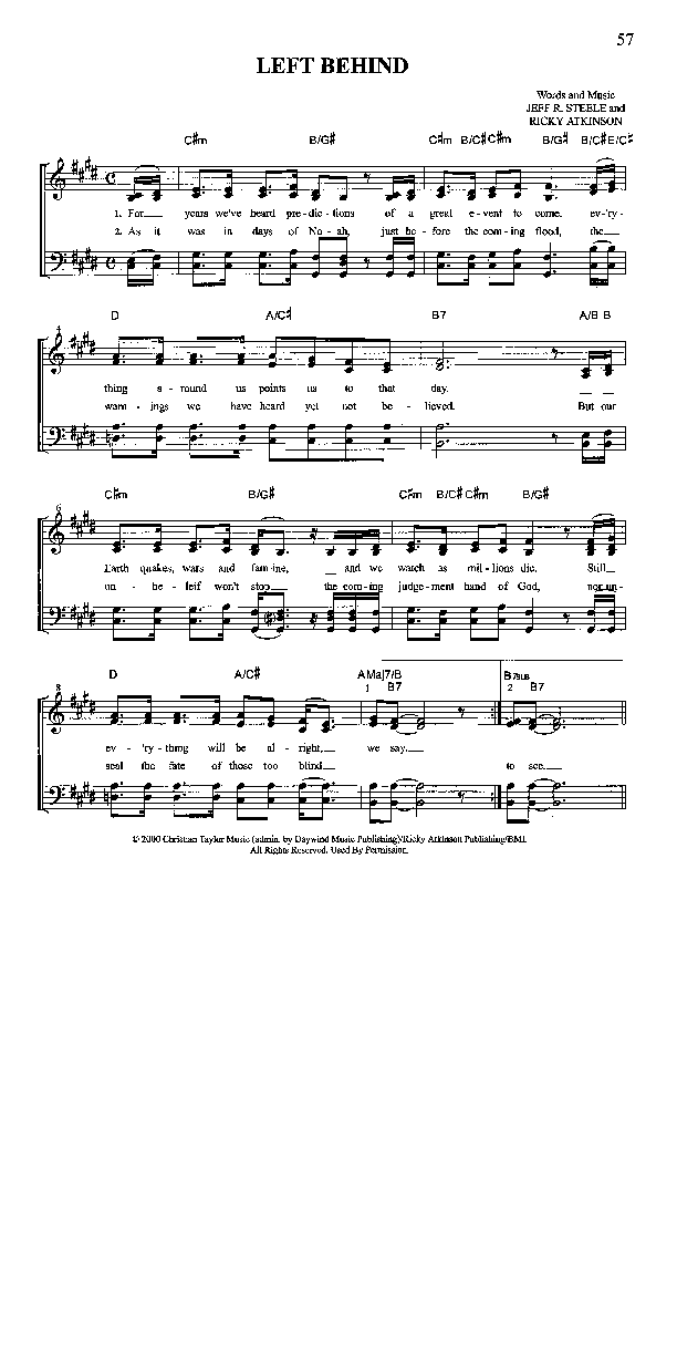 Left Behind Lead Sheet (The Steeles)