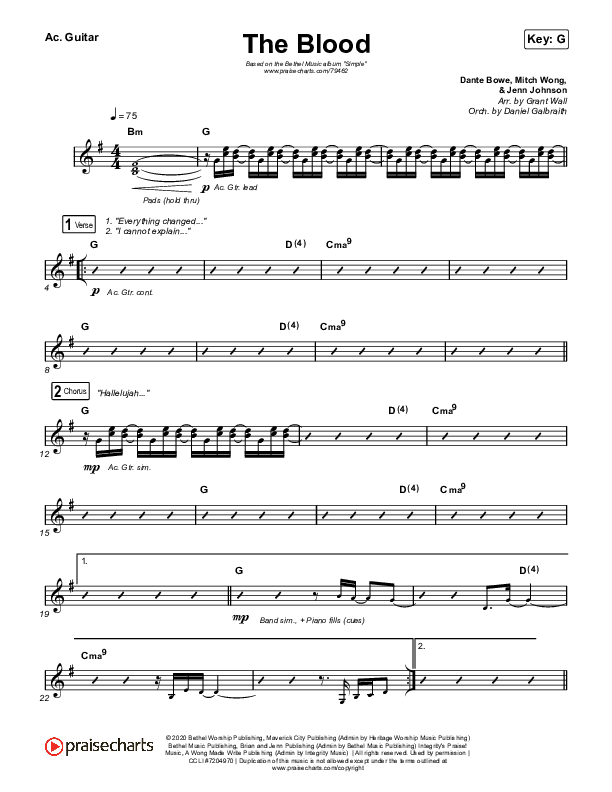 The Blood Acoustic Guitar (Bethel Music / Jenn Johnson / Mitch Wong)