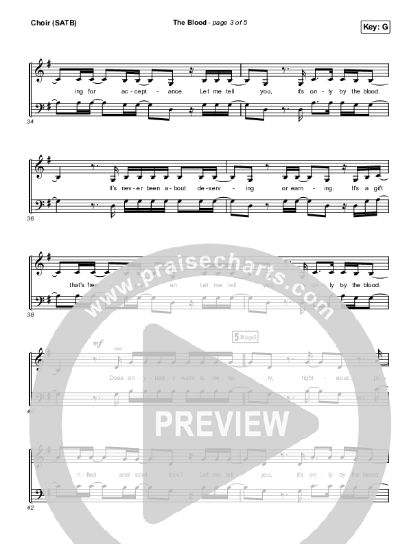 The Blood Choir Sheet (SATB) (Bethel Music / Jenn Johnson / Mitch Wong)