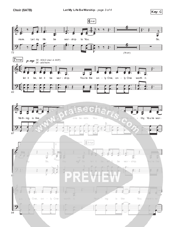 Let My Life Be Worship Choir Sheet (SATB) (Bethel Music / Jenn Johnson / Michaela Gentile)