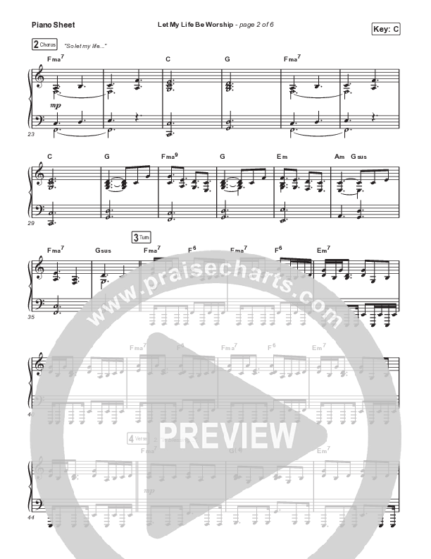 Let My Life Be Worship Piano Sheet (Bethel Music / Jenn Johnson / Michaela Gentile)