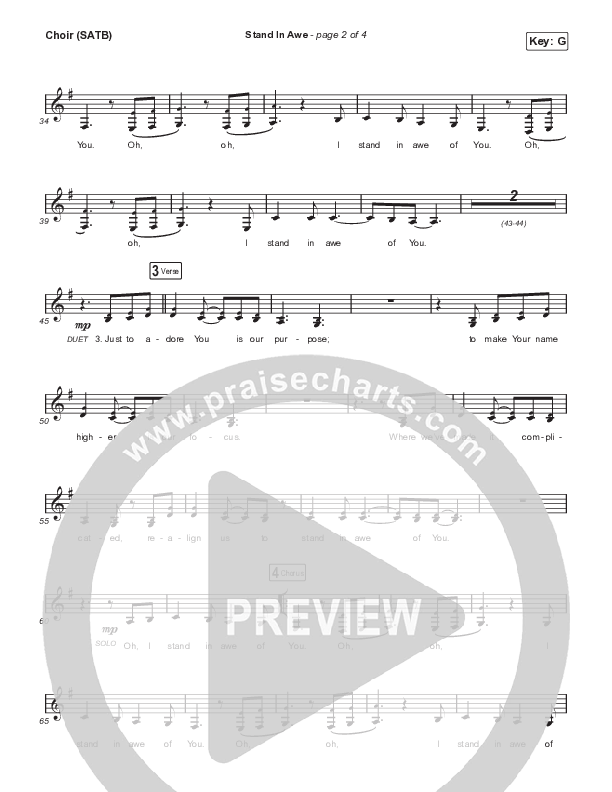 Stand In Awe Choir Sheet (SATB) (Bethel Music / Hannah McClure / Paul McClure)