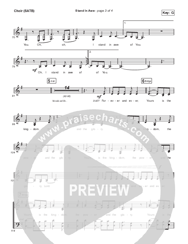 Stand In Awe Choir Sheet (SATB) (Bethel Music / Hannah McClure / Paul McClure)