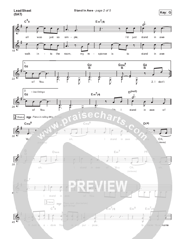 Stand In Awe Lead Sheet (SAT) (Bethel Music / Hannah McClure / Paul McClure)