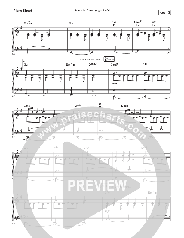 Stand In Awe Piano Sheet (Bethel Music / Hannah McClure / Paul McClure)