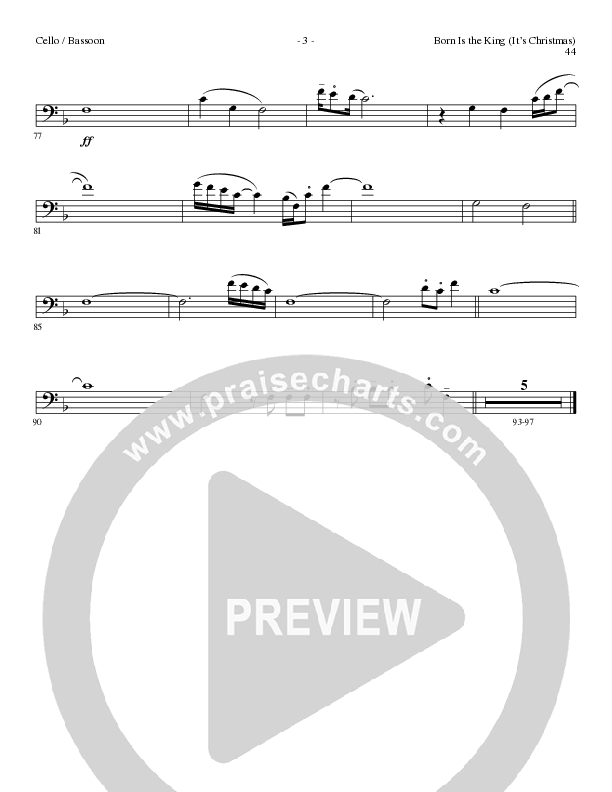 Born Is The King (It's Christmas) (Choral Anthem SATB) Cello/Bass (Lillenas Choral / Arr. Cliff Duren)