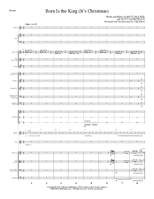 Born Is The King (It's Christmas) (Choral Anthem SATB) Conductor's Score (Lillenas Choral / Arr. Cliff Duren)