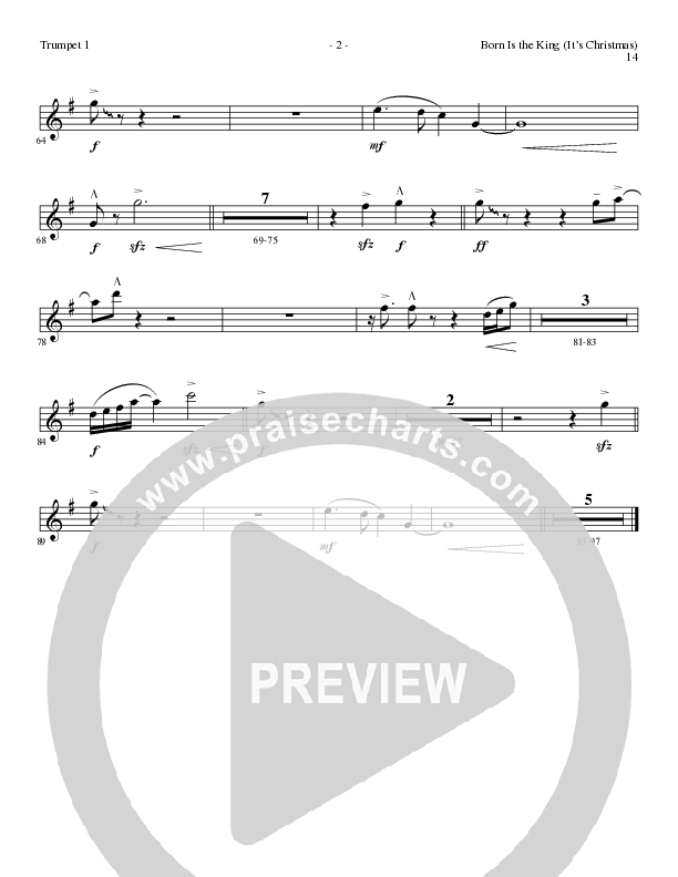 Born Is The King (It's Christmas) (Choral Anthem SATB) Trumpet 1 (Lillenas Choral / Arr. Cliff Duren)