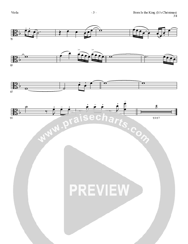 Born Is The King (It's Christmas) (Choral Anthem SATB) Viola (Lillenas Choral / Arr. Cliff Duren)