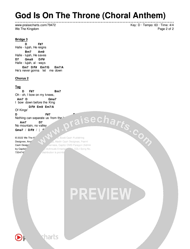 God Is On The Throne (Choral Anthem SATB) Chords & Lyrics (We The Kingdom / Arr. Mason Brown)