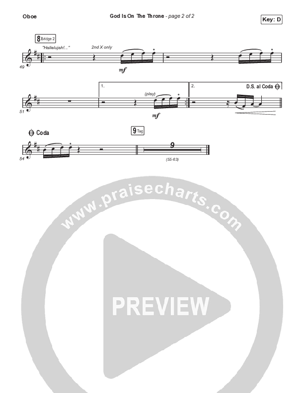 God Is On The Throne (Choral Anthem SATB) Oboe (We The Kingdom / Arr. Mason Brown)