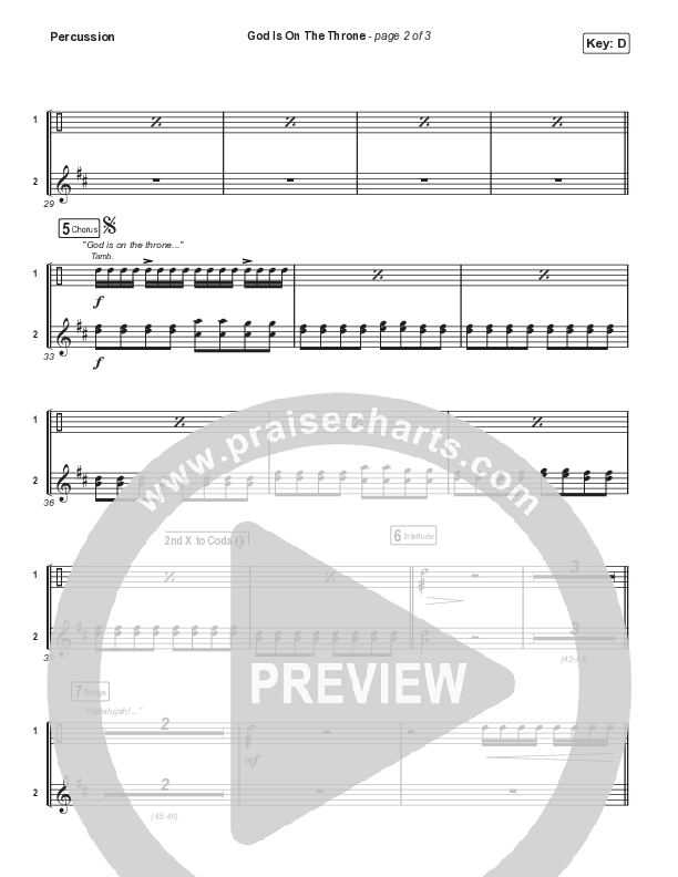 God Is On The Throne (Choral Anthem SATB) Percussion (We The Kingdom / Arr. Mason Brown)