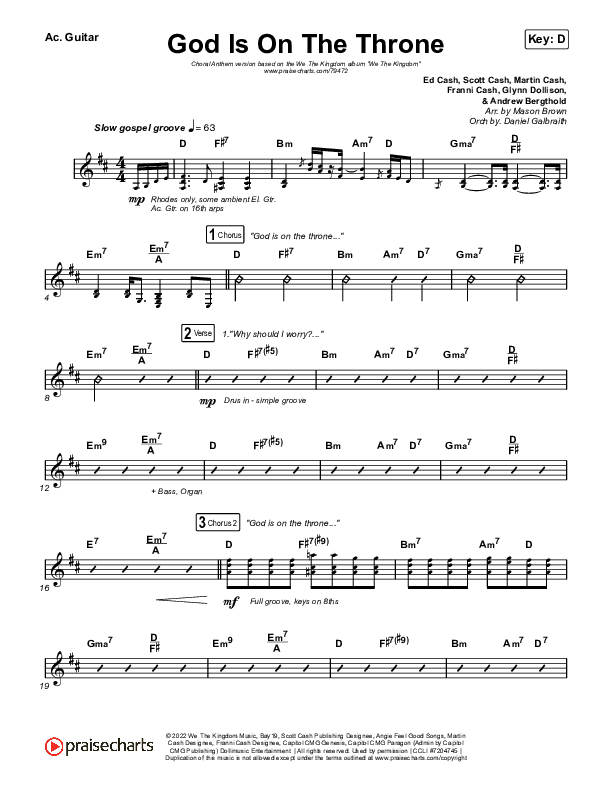 God Is On The Throne (Choral Anthem SATB) Acoustic Guitar (We The Kingdom / Arr. Mason Brown)