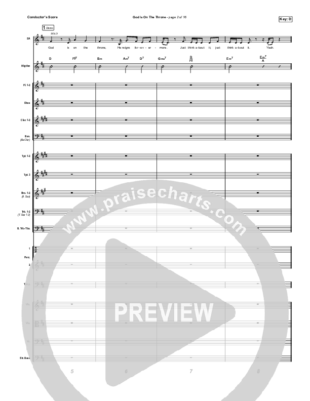 God Is On The Throne (Choral Anthem SATB) Conductor's Score (We The Kingdom / Arr. Mason Brown)